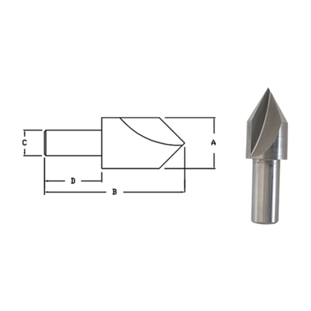 LINK 5/8 X 82 Deg HSS Rh 1Fl Chamfer 3/8 Shank X 2-3/8 Oal 90-L2-555